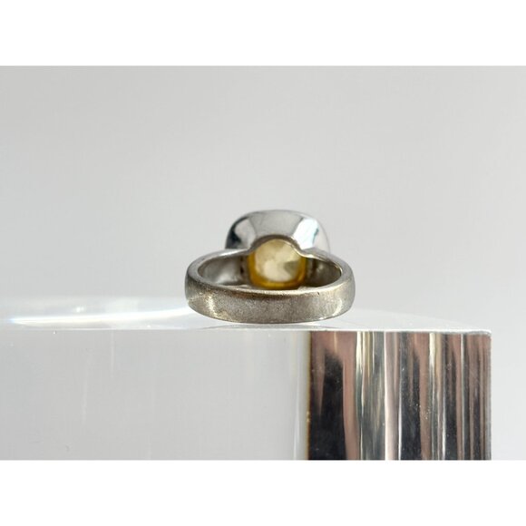 Citrine Cushion Cut Semi-Precious Halo 925 Sterling Silver Vintage Ring - sz 8 - Picture 5 of 13